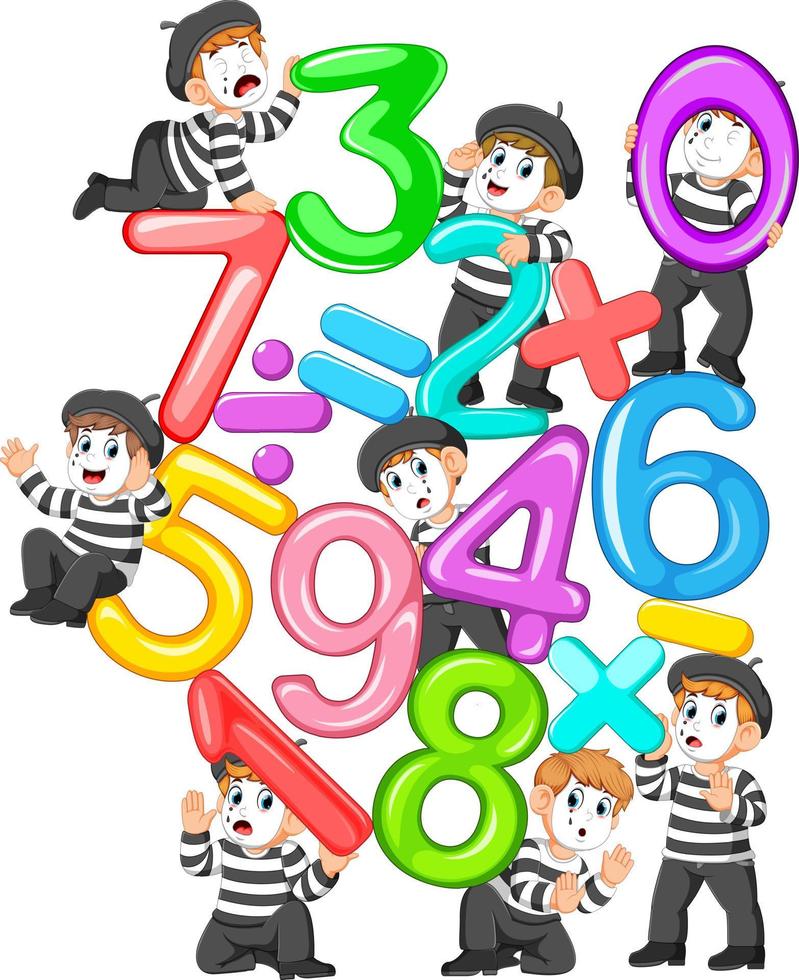 the collection of the jelly number and math tools with the pantomime vector