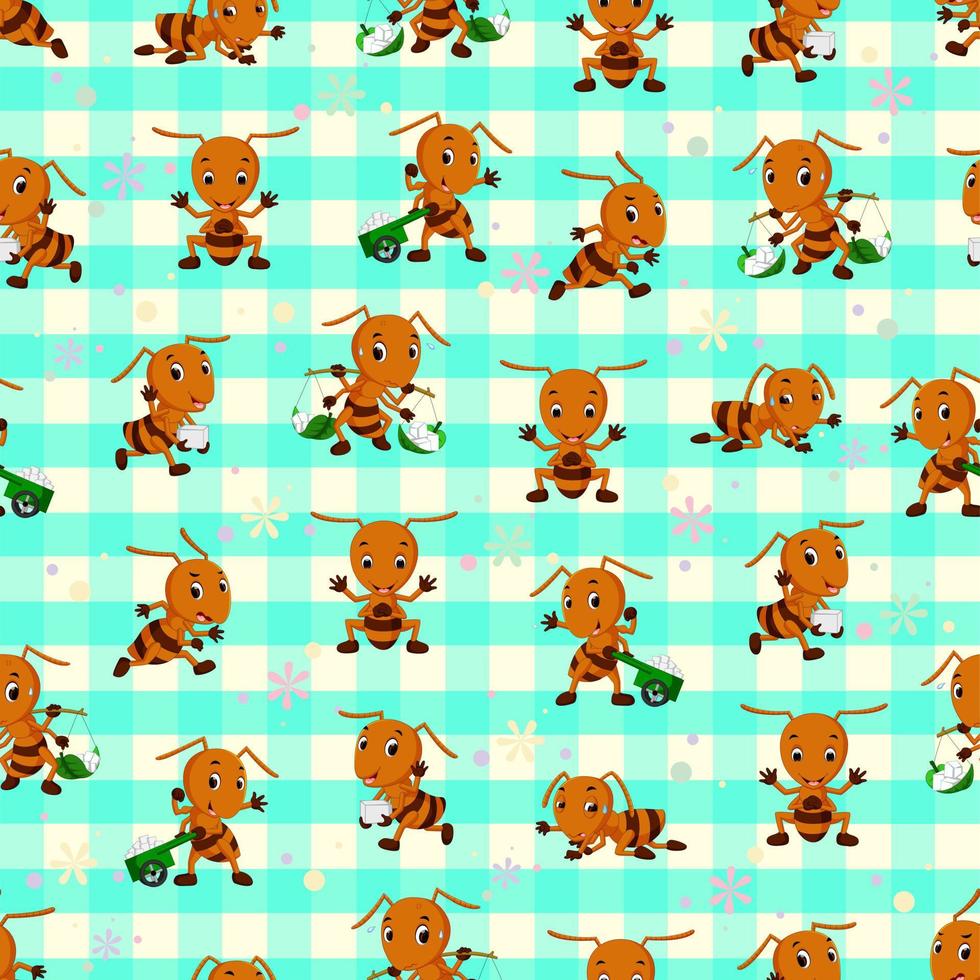 Seamless pattern with ant cartoon vector