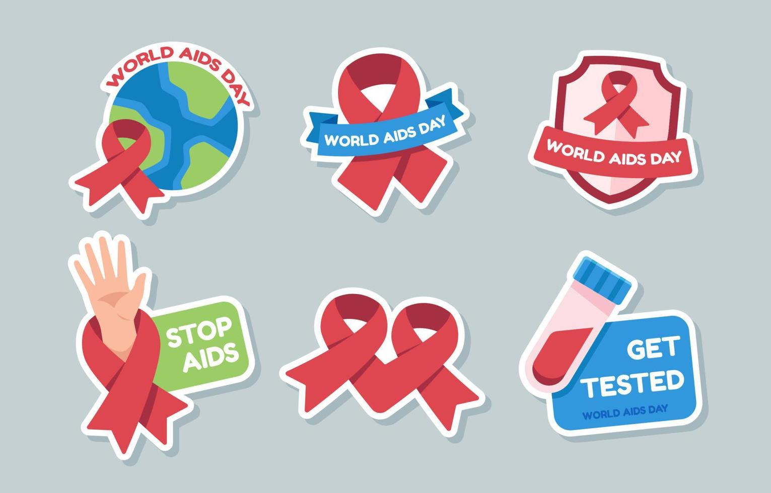 World AIDS Day Sticker Set vector