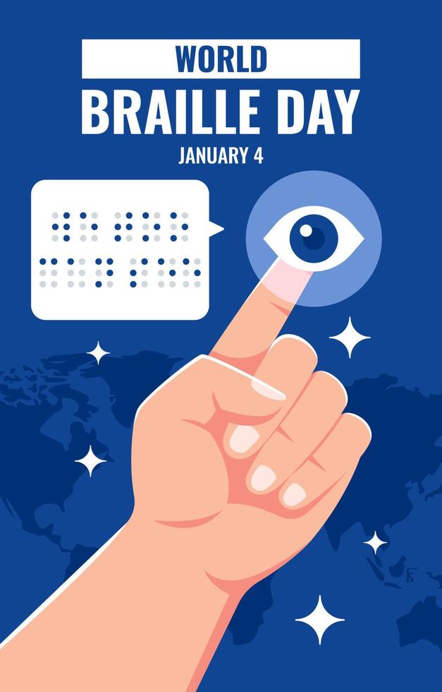 cartel del día mundial del braille vector