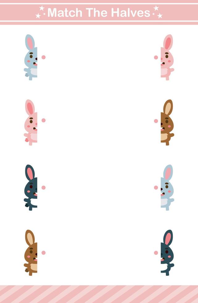 match the halves of carton rabbit game for children worksheet game for kids vector