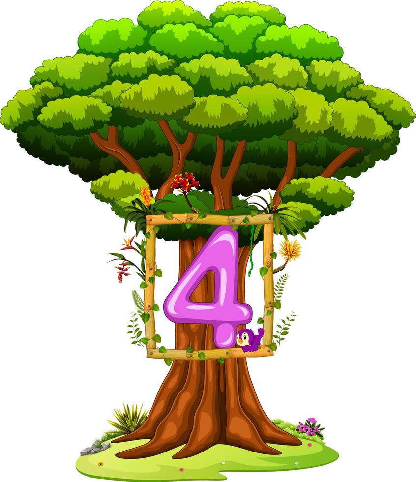 a tree with a number four figure on a white background vector