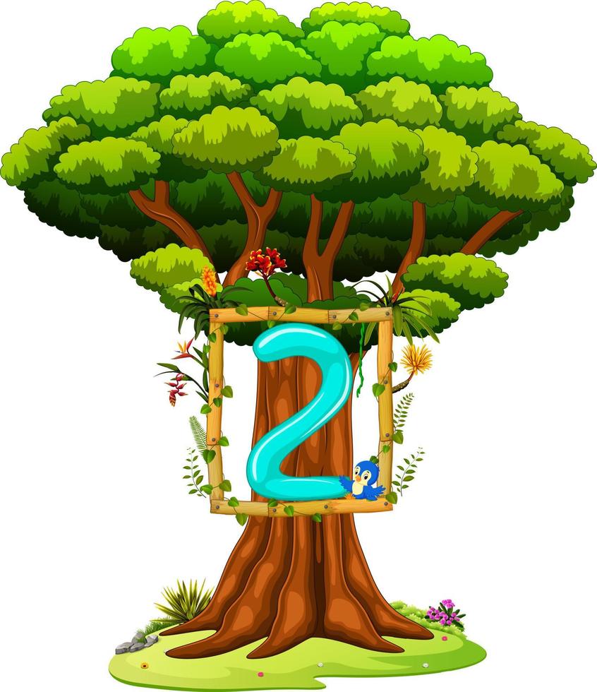 a tree with a number two figure on a white background vector