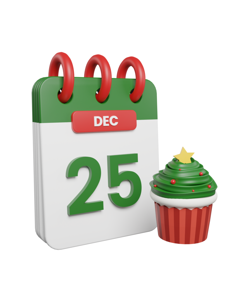 Christmas day calendar 3D Icon png