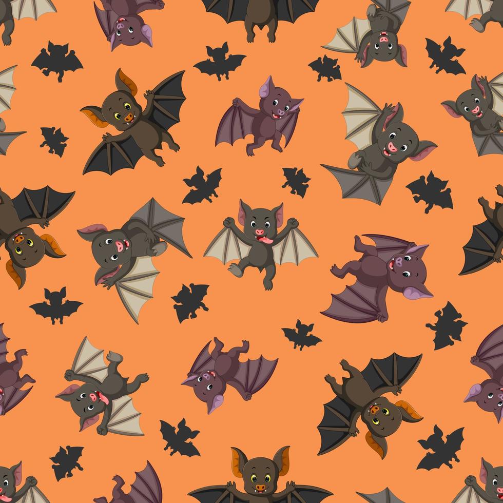 Seamless pattern with bat in the different posing vector