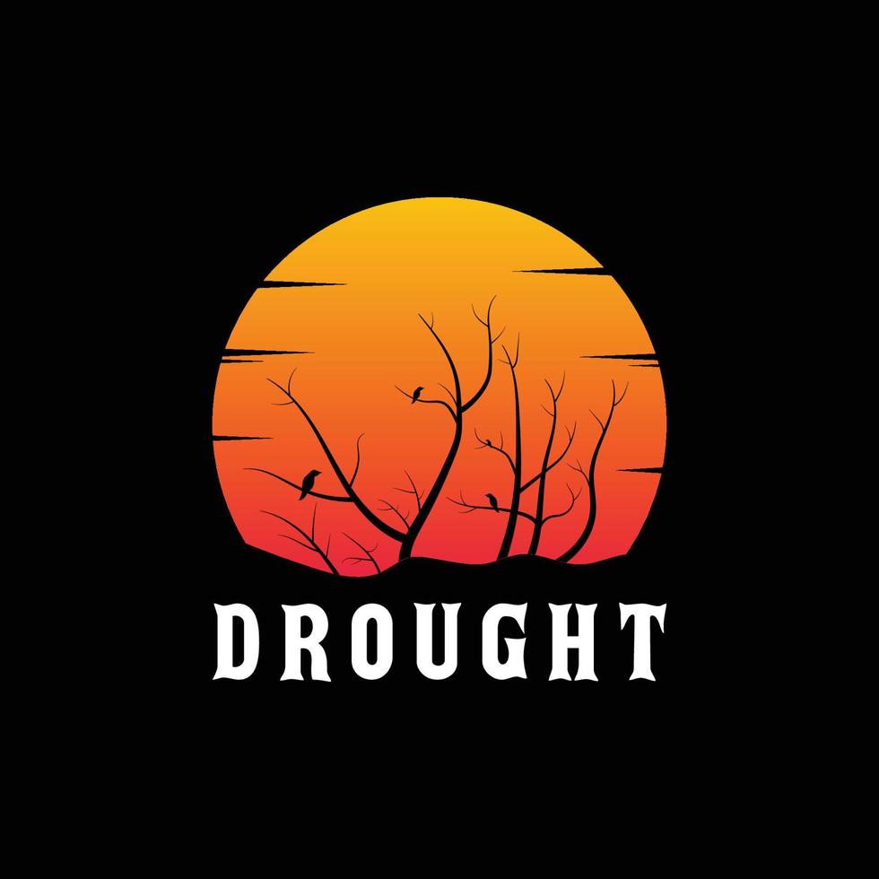 drought dry tree with bird sunset logo symbol icon vector graphic design illustration idea creative