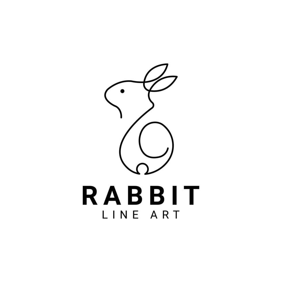 logotipo de arte de línea creativa mínima de conejo, logotipo de conejito abstracto vector