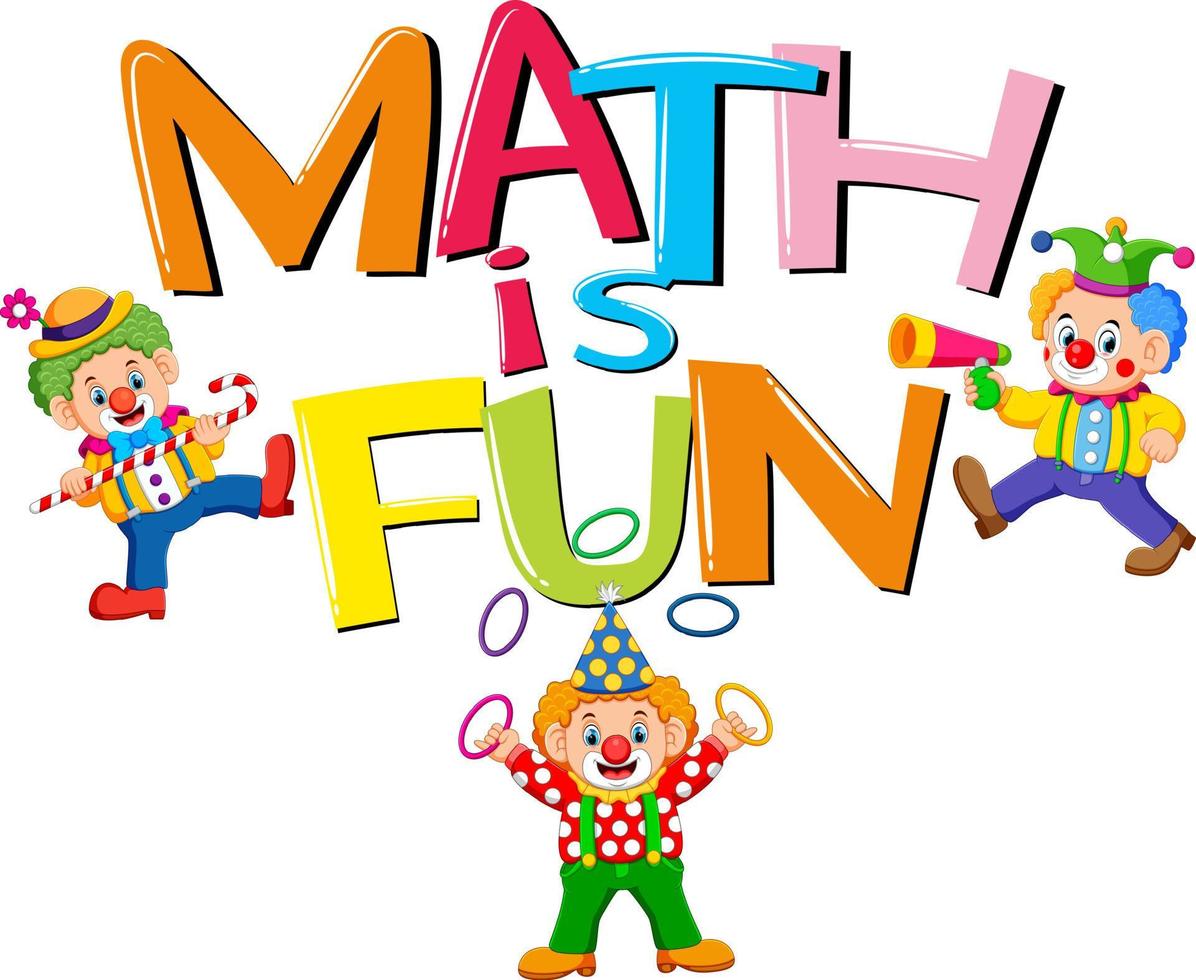 Font design for word math is fun with clowns 13799576 Vector Art at