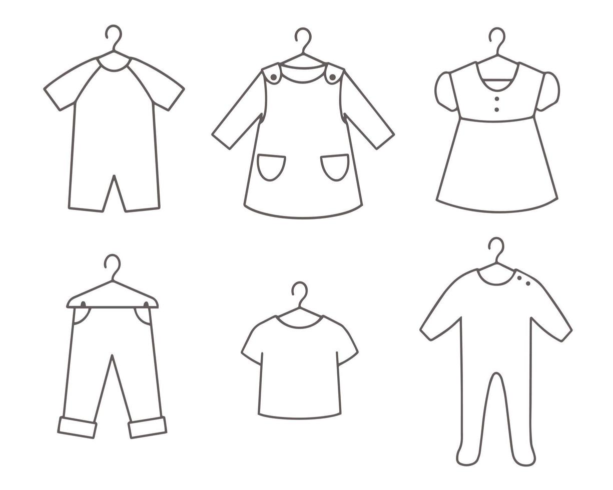 Children's clothing. Outline image vector