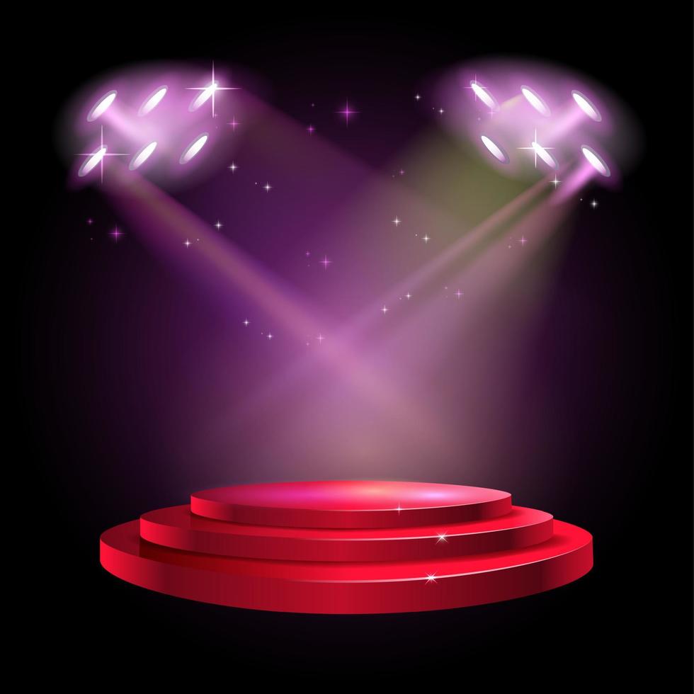 Stage Podium Scene with for Award Ceremony on purple Background vector