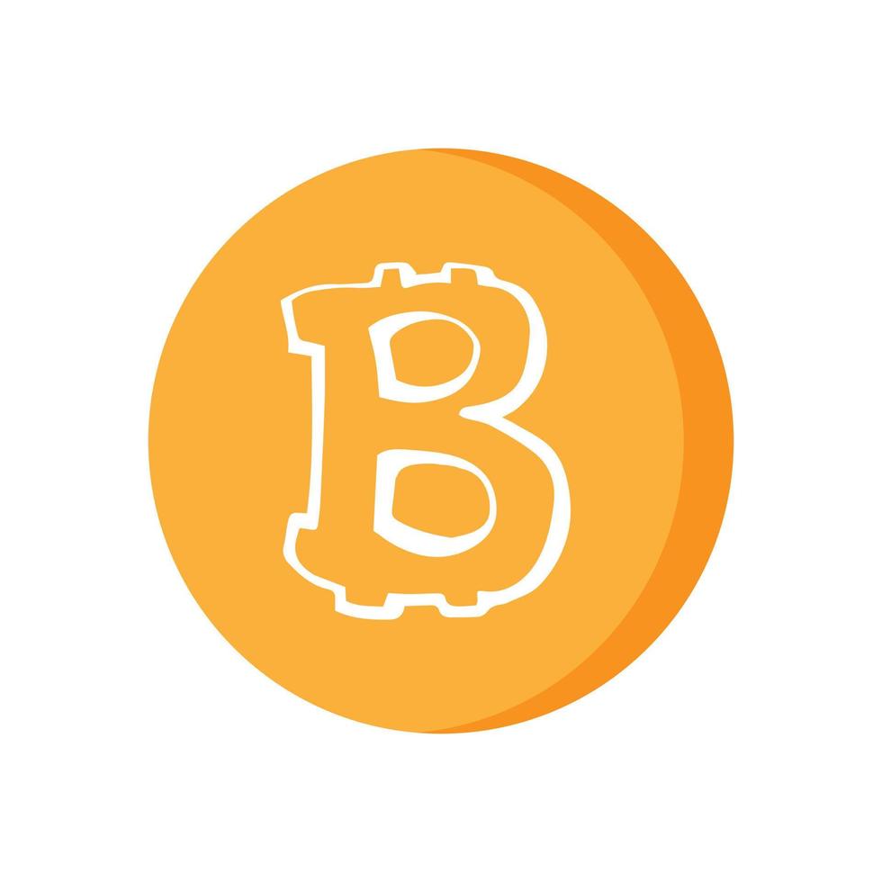 Bitcoin symbol on money coin flat vector sign. Cryptocurrency icon isolated on white.