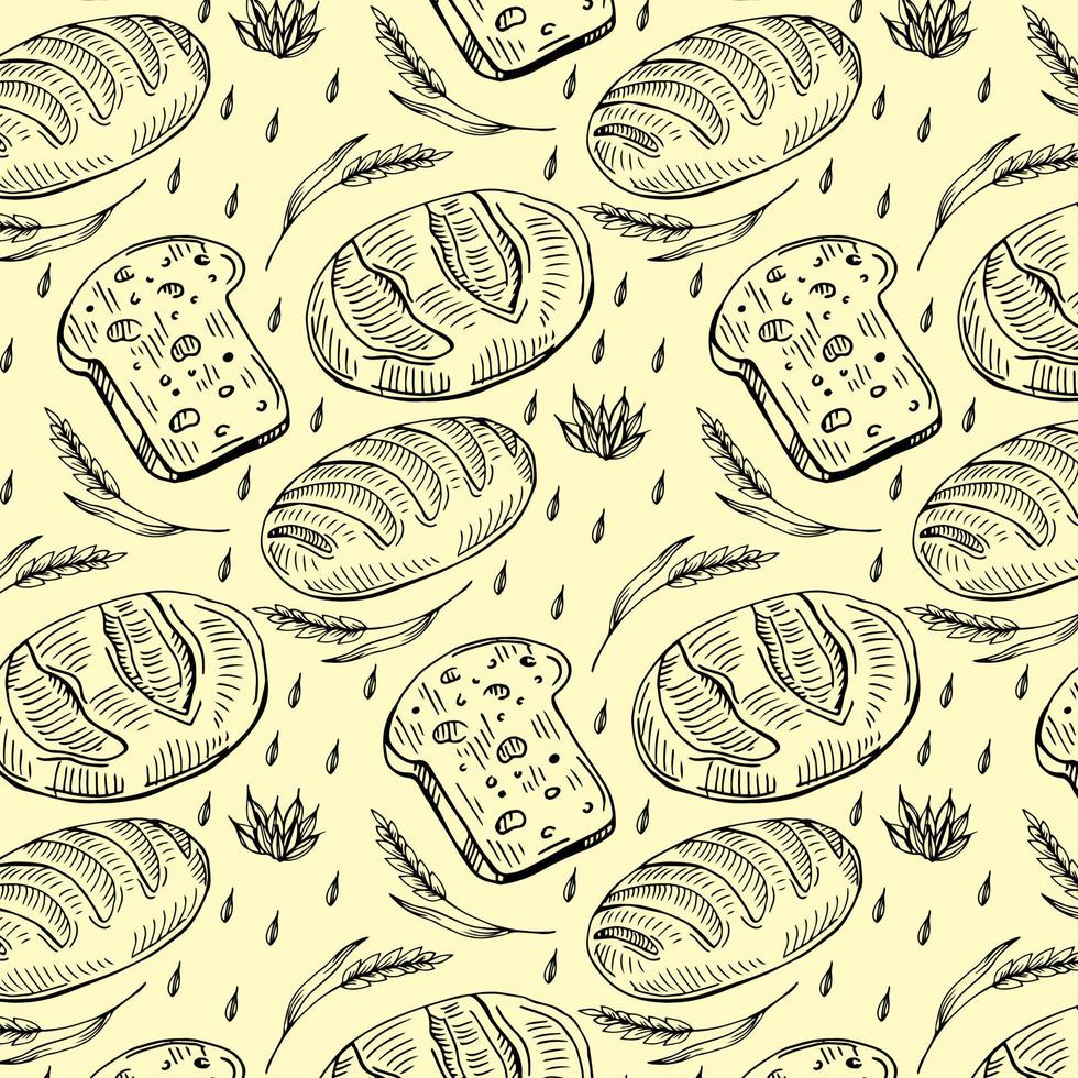 Vector bakery retro seamless pattern. Vintage Illustration. Sketch