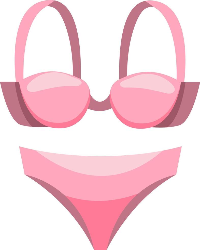 traje de baño bikini rosa en estilo de dibujos animados aislado sobre fondo blanco vector