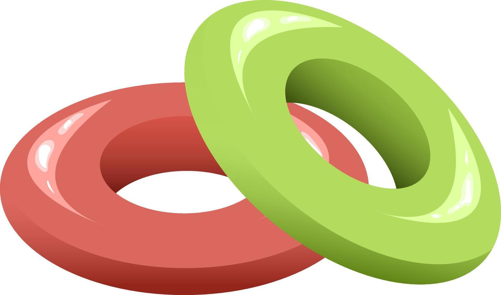 Red and green swimming inflatable rings isolated on white background vector