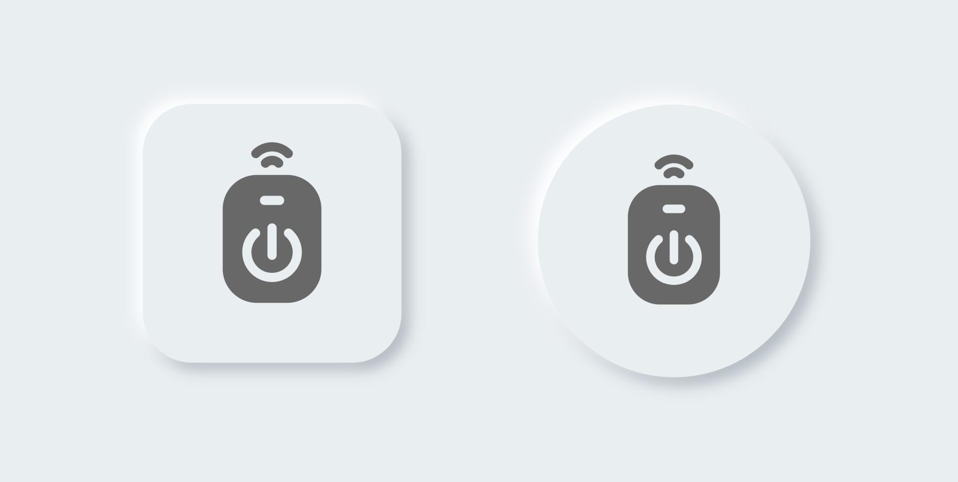 Remote solid icon in neomorphic design style. Wireless control signs vector illustration