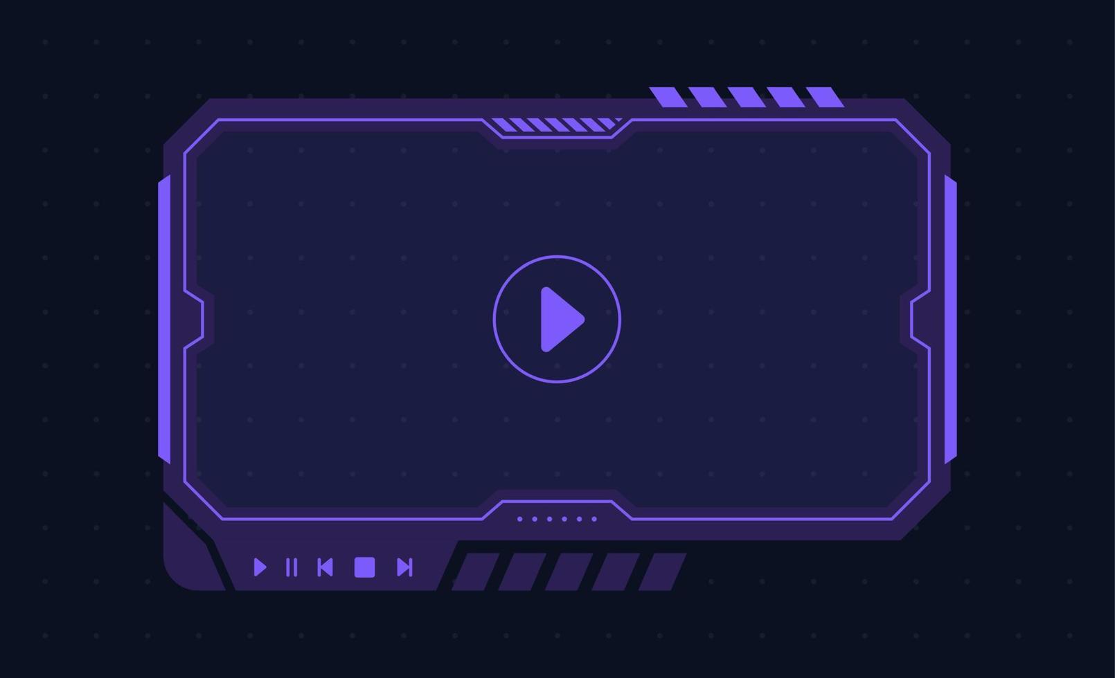 Landscape frame for video media player interface. Online stream futuristic technology style. vector