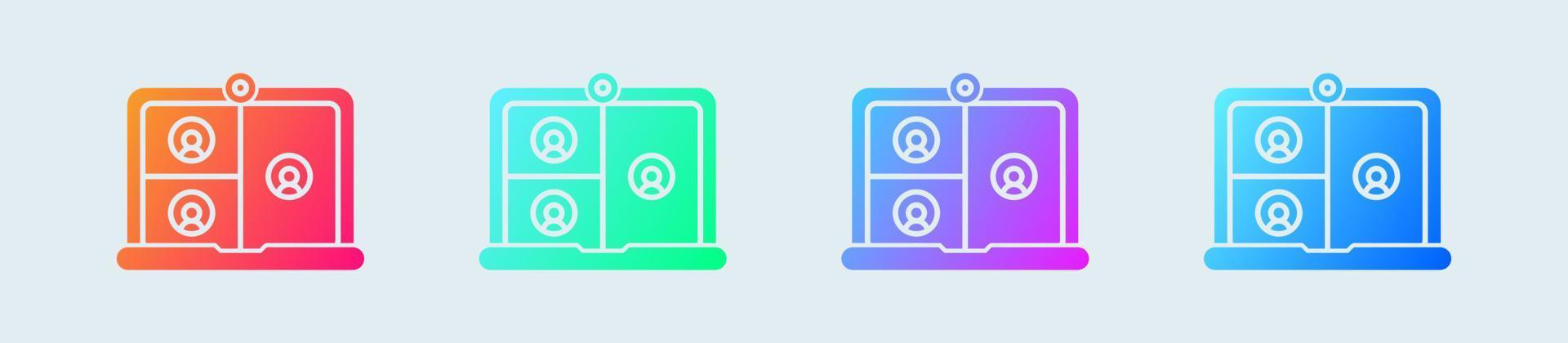 Conference solid icon in gradient colors. Online meeting signs vector illustration.