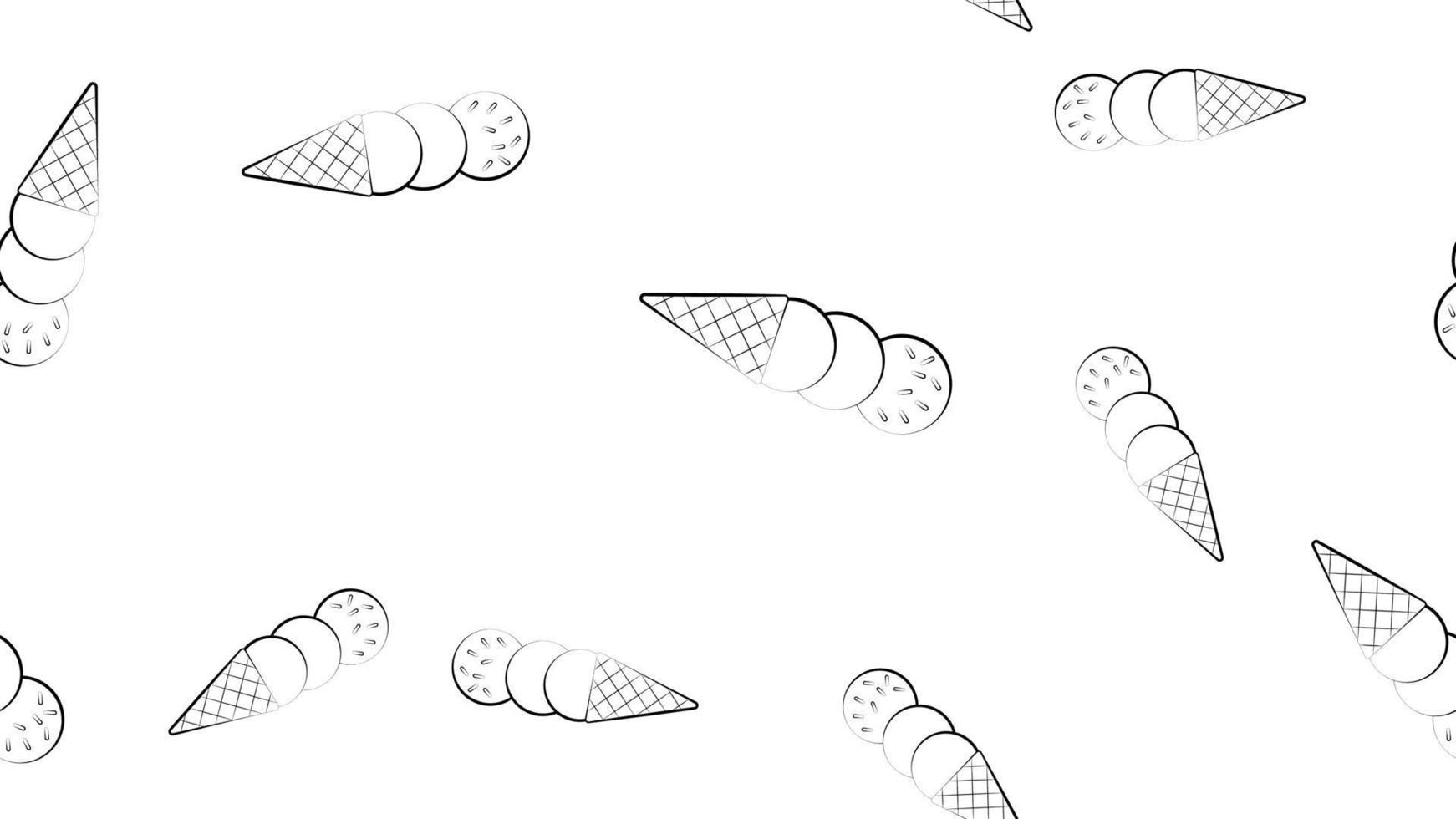 Cartoon hand drawn ice cream seamless pattern. Lots of symbols, objects and elements. Perfect funny vector background
