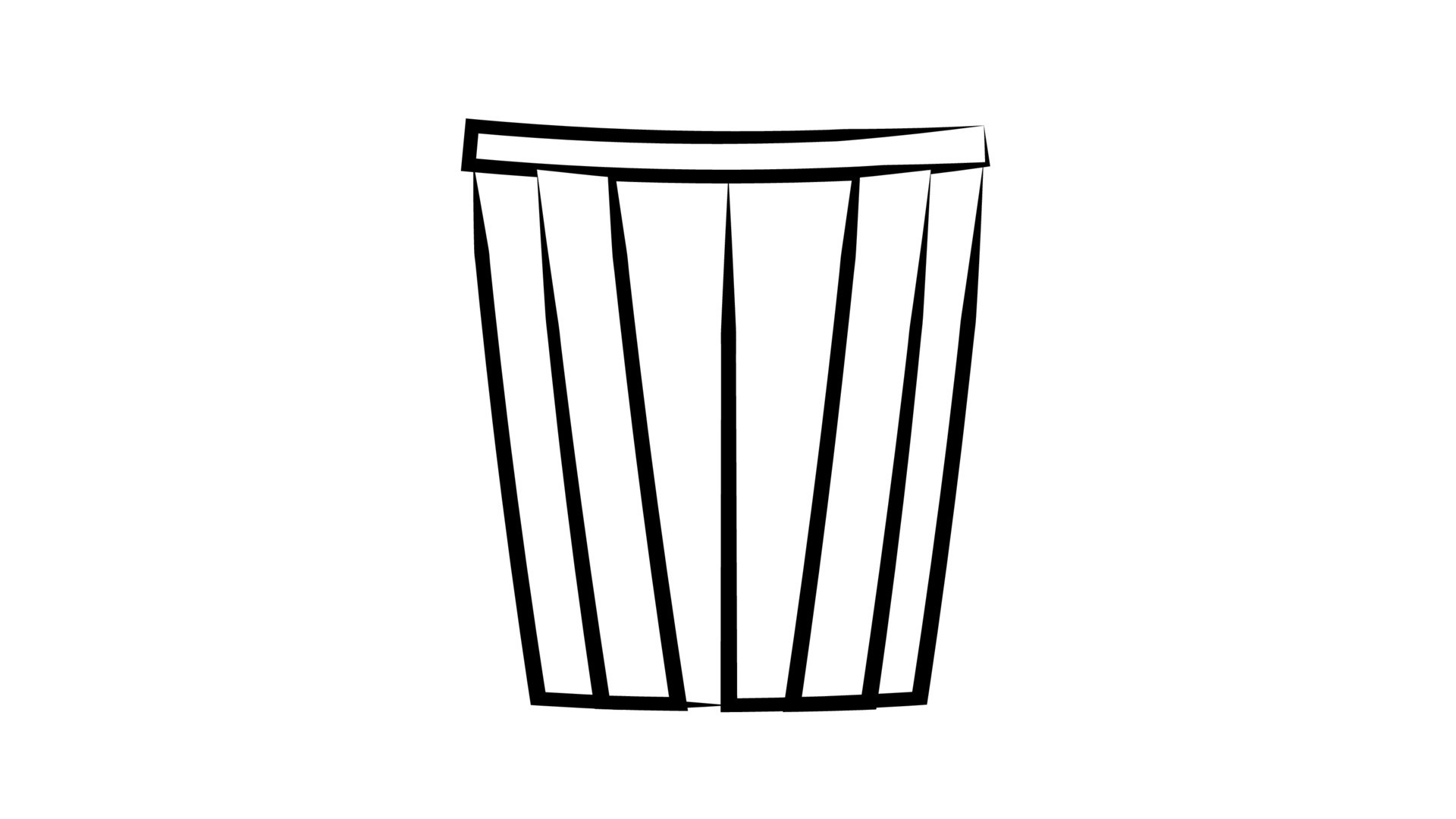 striped paper popcorn bag isolated on white background. Classic movie