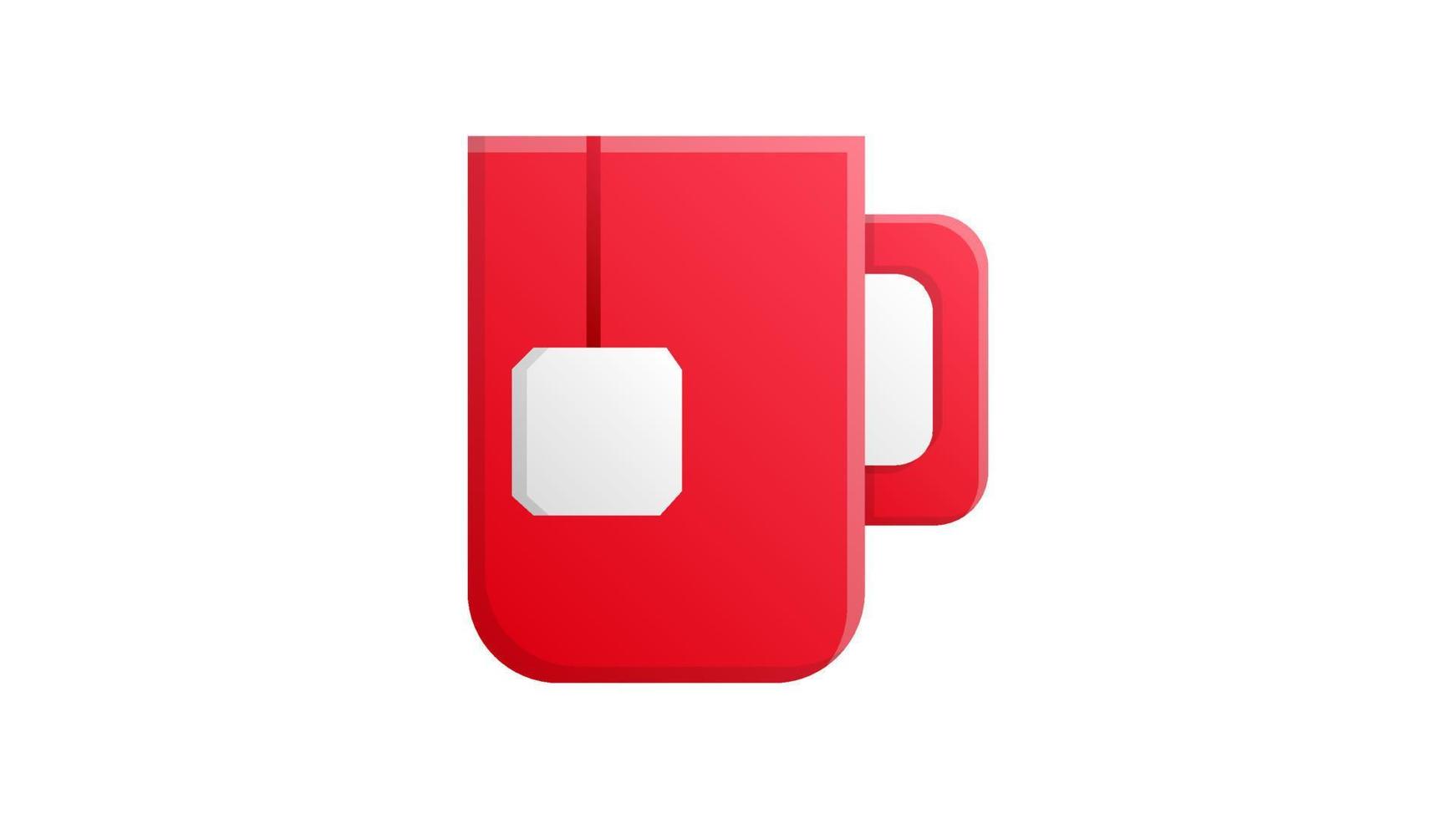 Mug with tea icon. Vector illustration of a mug with a tea bag. Hand drawn mug tea