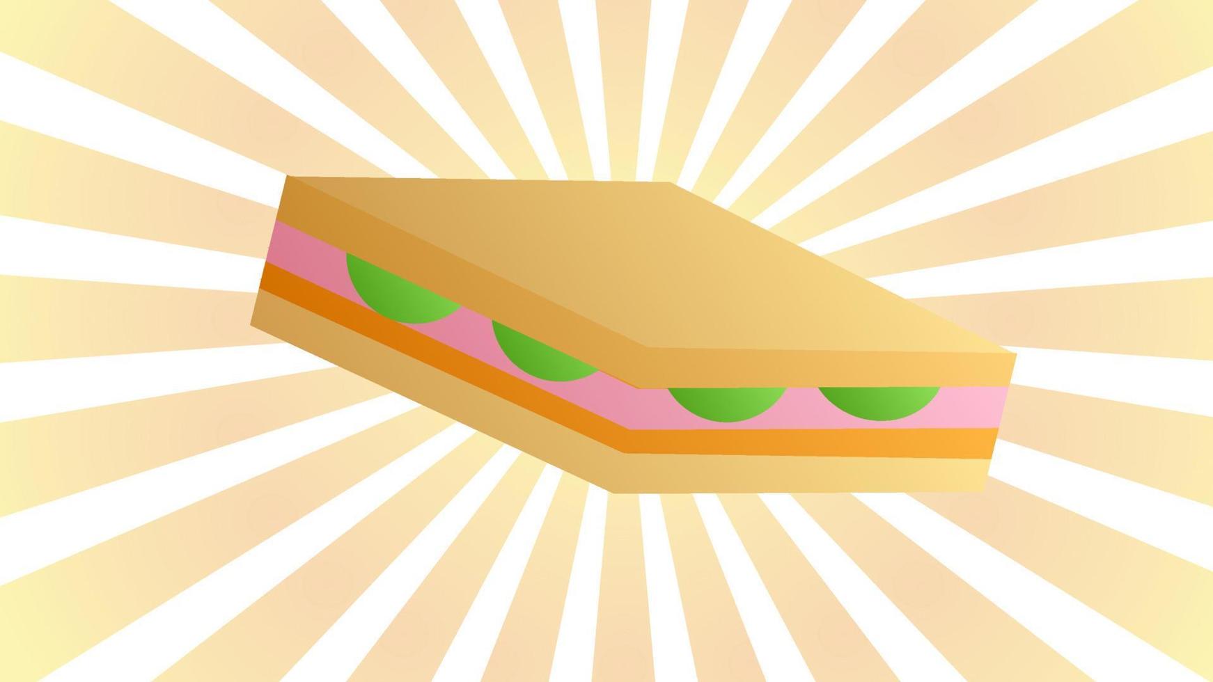 sándwich - linda imagen en color de dibujos animados. elementos de diseño gráfico para menú, embalaje, publicidad, afiche, folleto o fondo. ilustración vectorial de comida rápida vector