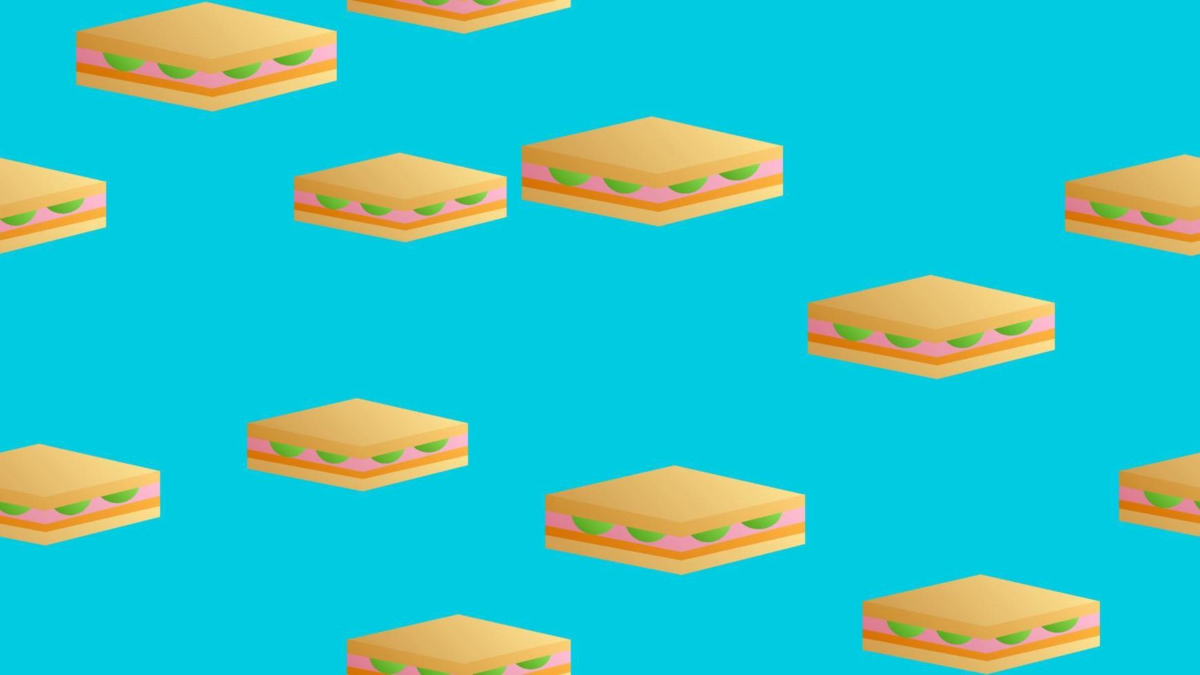 Ham, cheese, tomato and lettuce sandwich seamless pattern vector