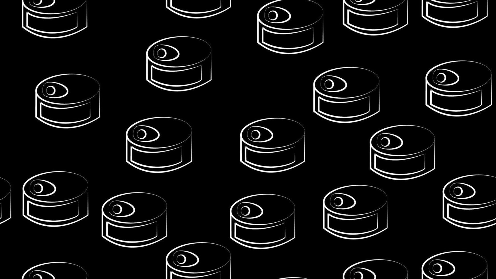 Black Canned food icon isolated seamless pattern on white background. Food for animals. Pet food can. Vector Illustration
