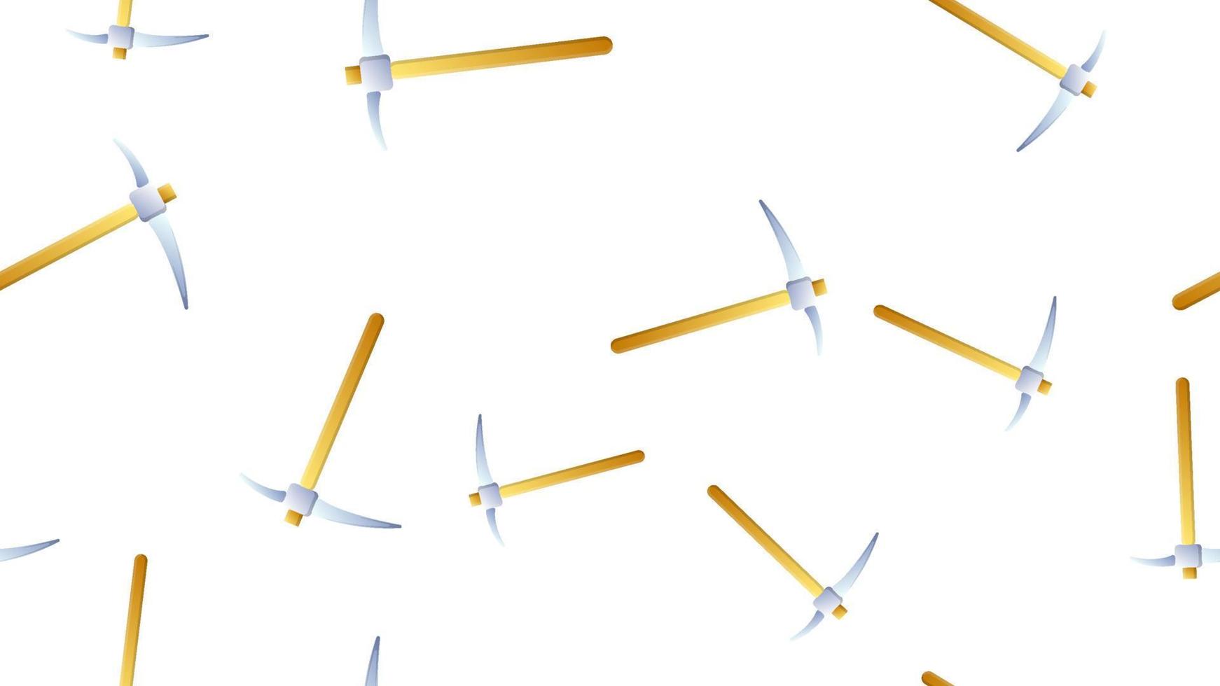 Vector pickaxe icon on white isolated backgroun seamless pattern on a white background