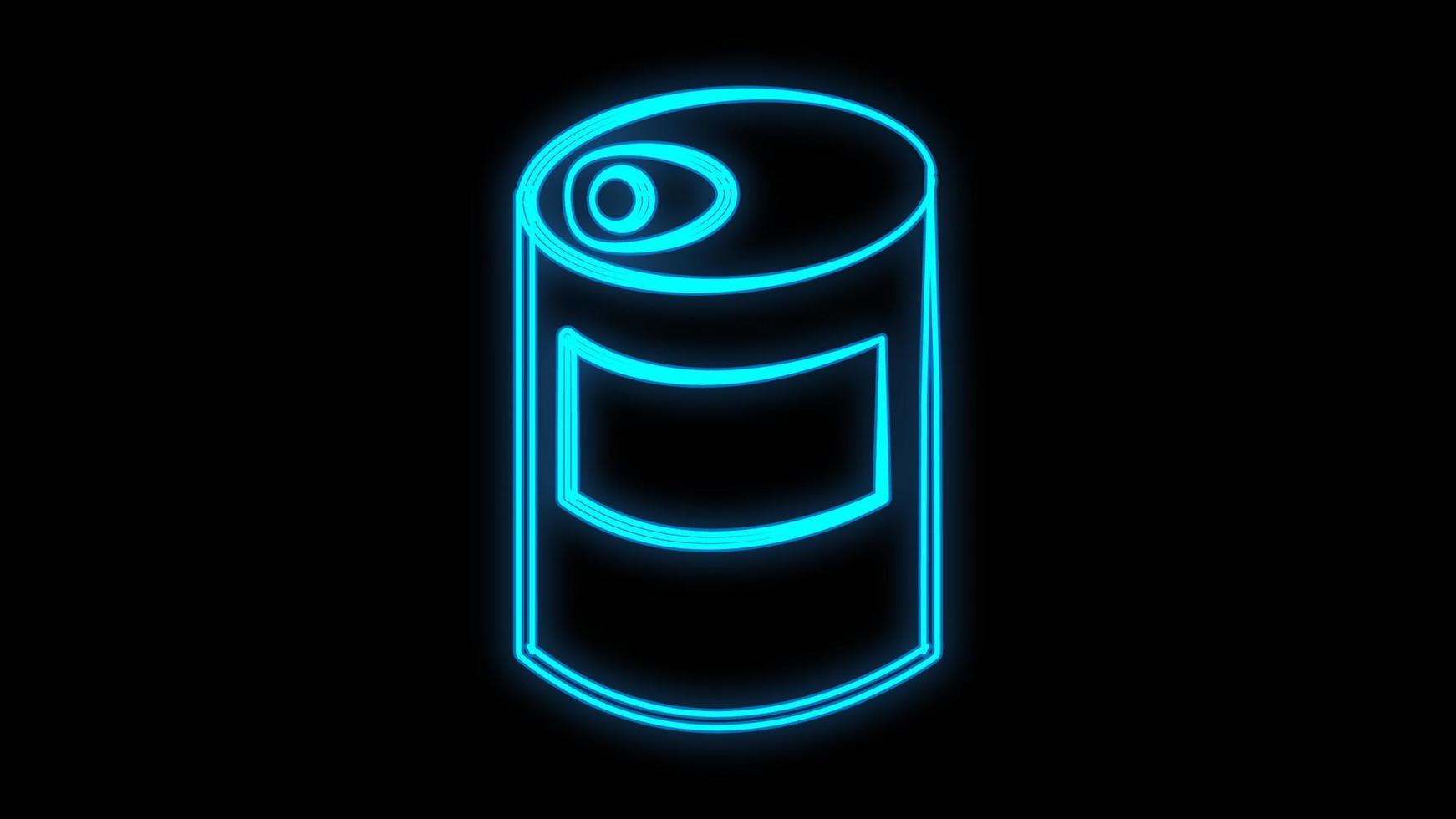 Glowing neon line Canned food icon isolated on black background. Food for animals. Pet food can. Colorful outline concept. Vector