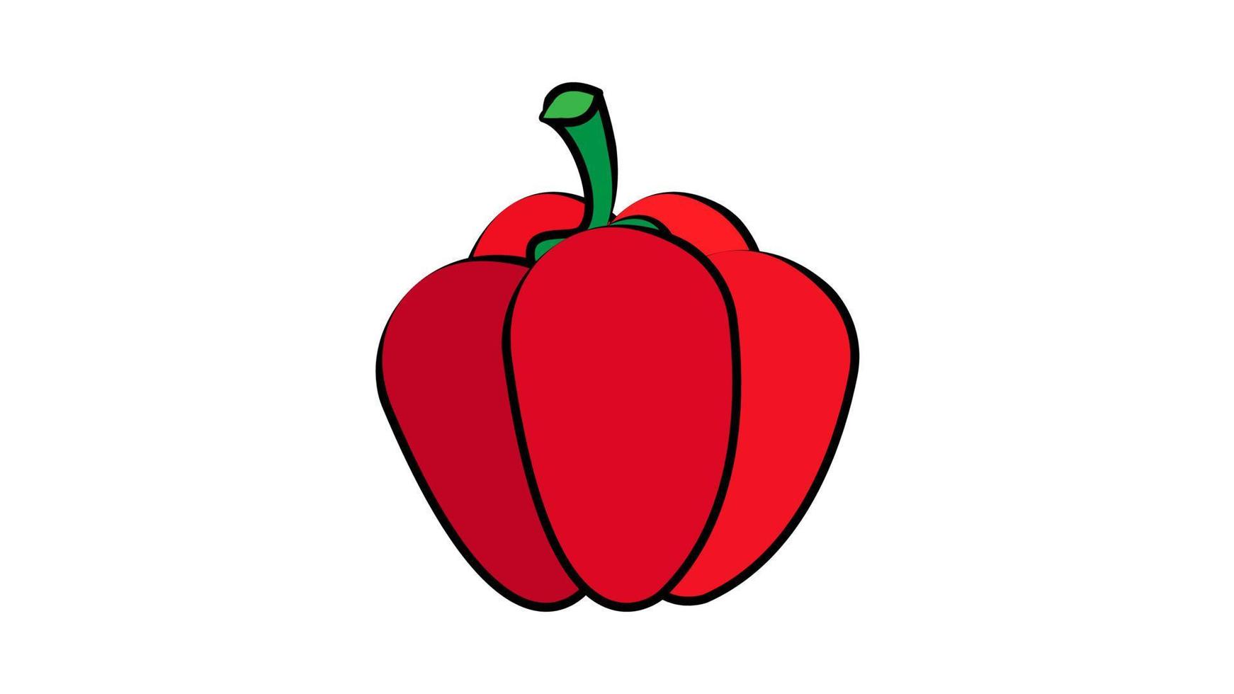 icono aislado de vegetales de pimiento rojo fresco. pimienta para el mercado agrícola, diseño de recetas de ensaladas vegetarianas. ilustración vectorial en estilo plano vector