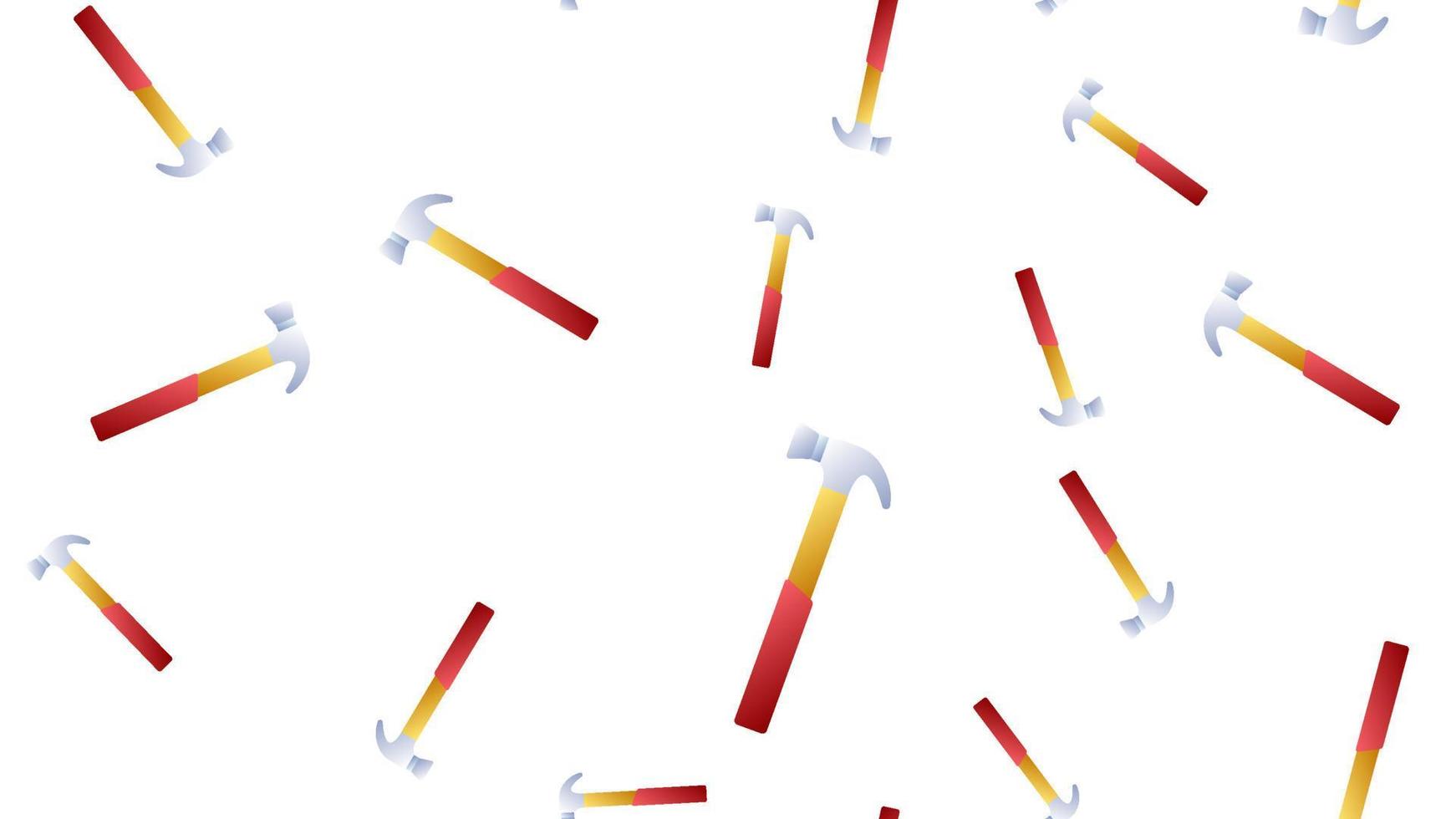 Seamless pattern with cartoon hammer on white background. Building equipment. Vector illustration