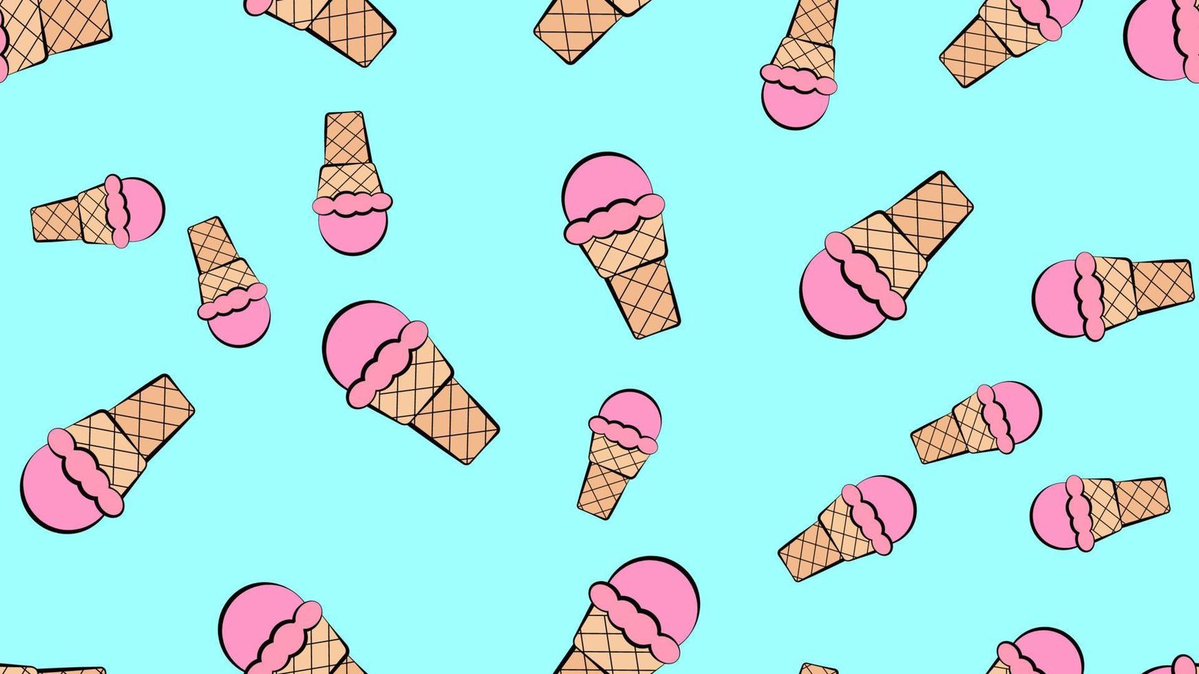 Pink ice cream seamless pattern on white background vector