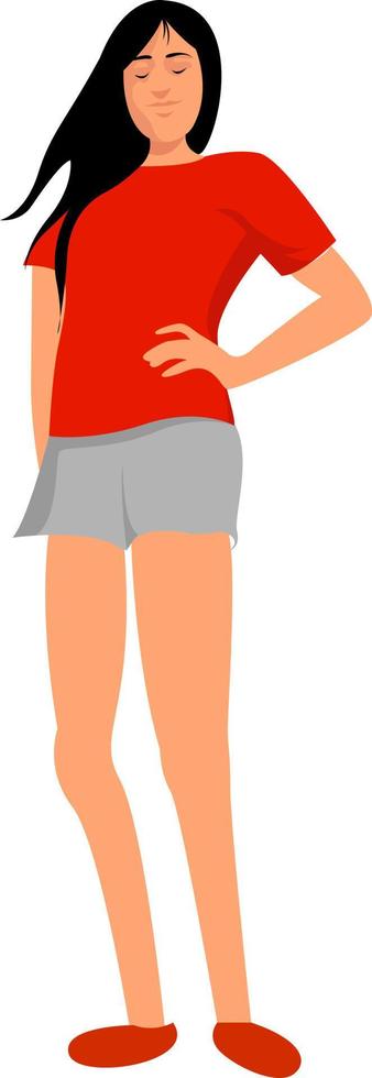 chica con zapatos rojos, ilustración, vector sobre fondo blanco.