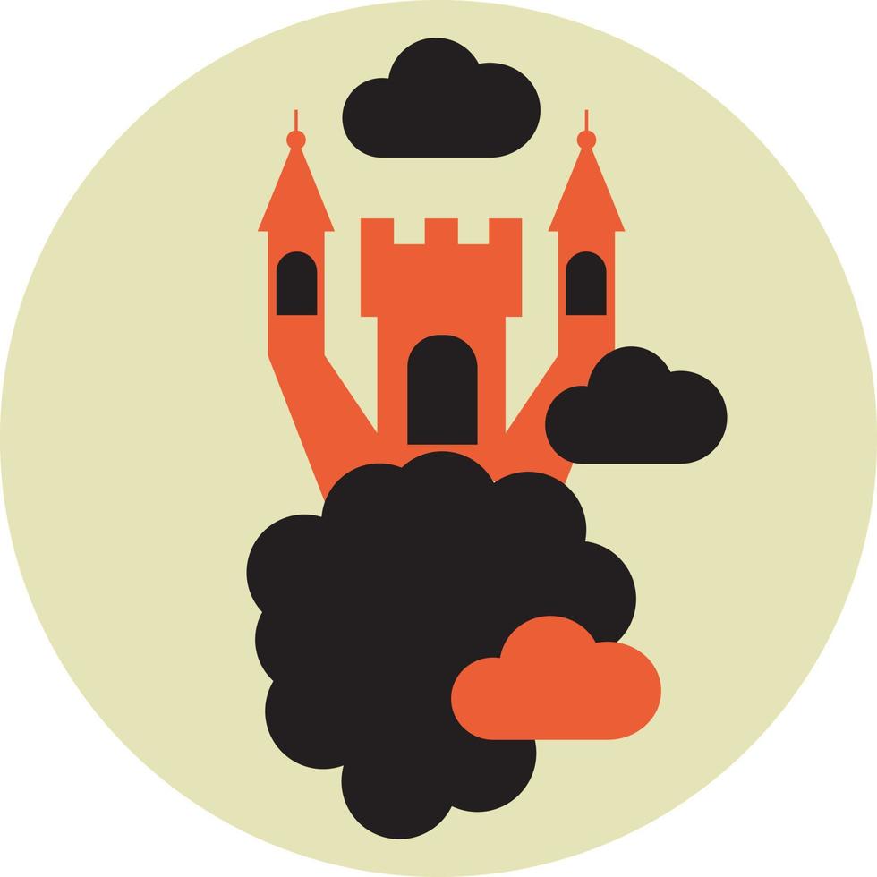 Castle and clouds, illustration, vector on a white background.
