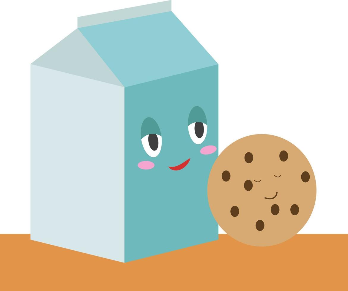 Leche con galleta, ilustración, vector sobre fondo blanco.