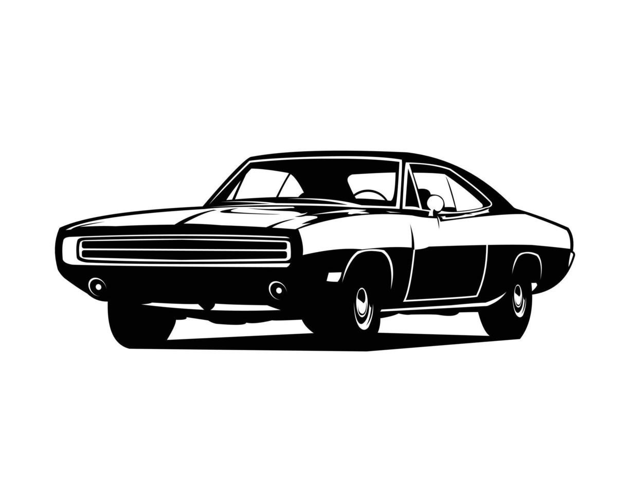 el mejor logotipo de automóvil de Dodge Charger de 1970 para la industria automotriz. vista de fondo blanco aislado desde un lado. vector