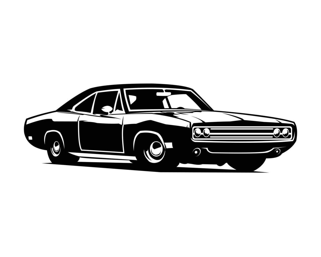 1970 Dodge Charger muscle car aislado en la vista lateral de fondo blanco. ilustración vectorial disponible en eps 10. vector