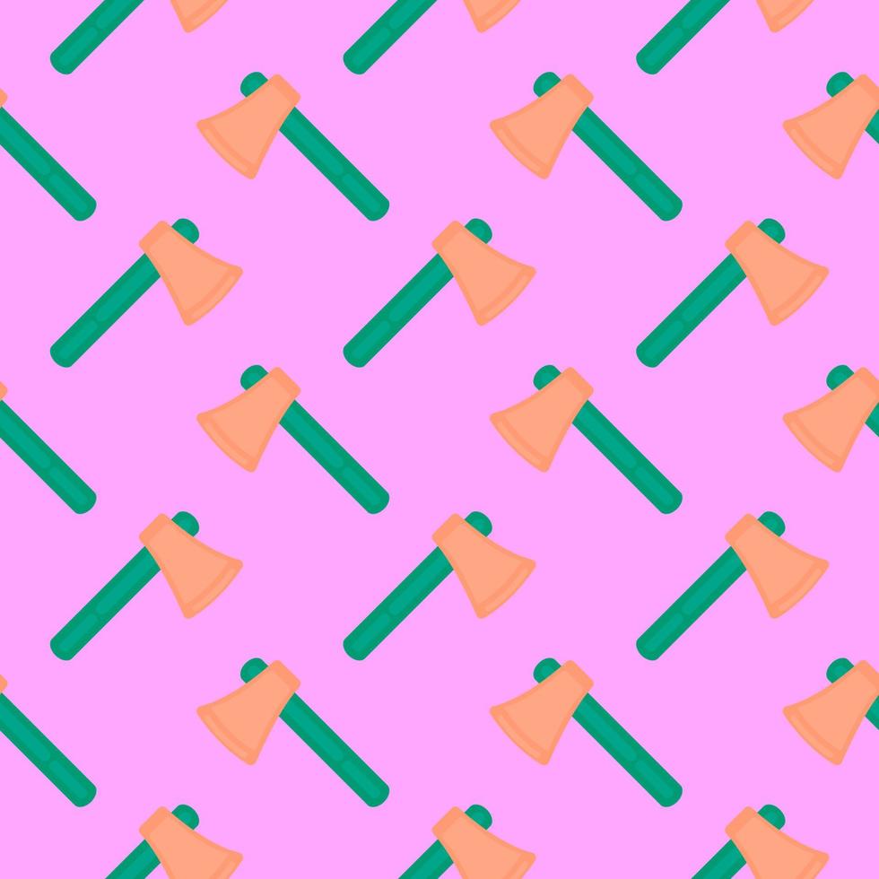 Little ax, seamless pattern on pink background. vector