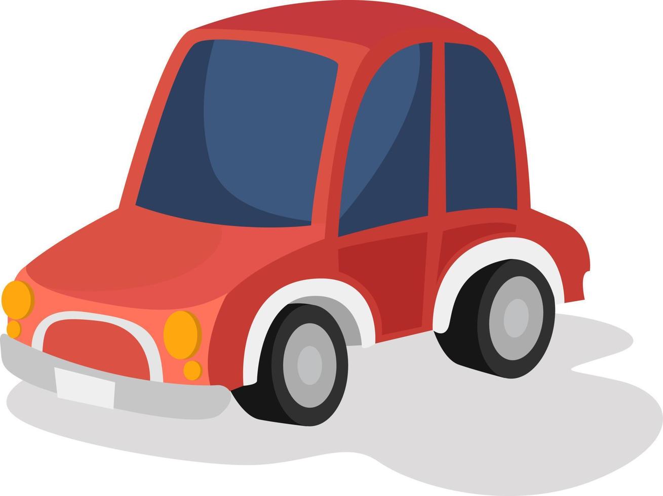 Red small car, illustration, vector on white background