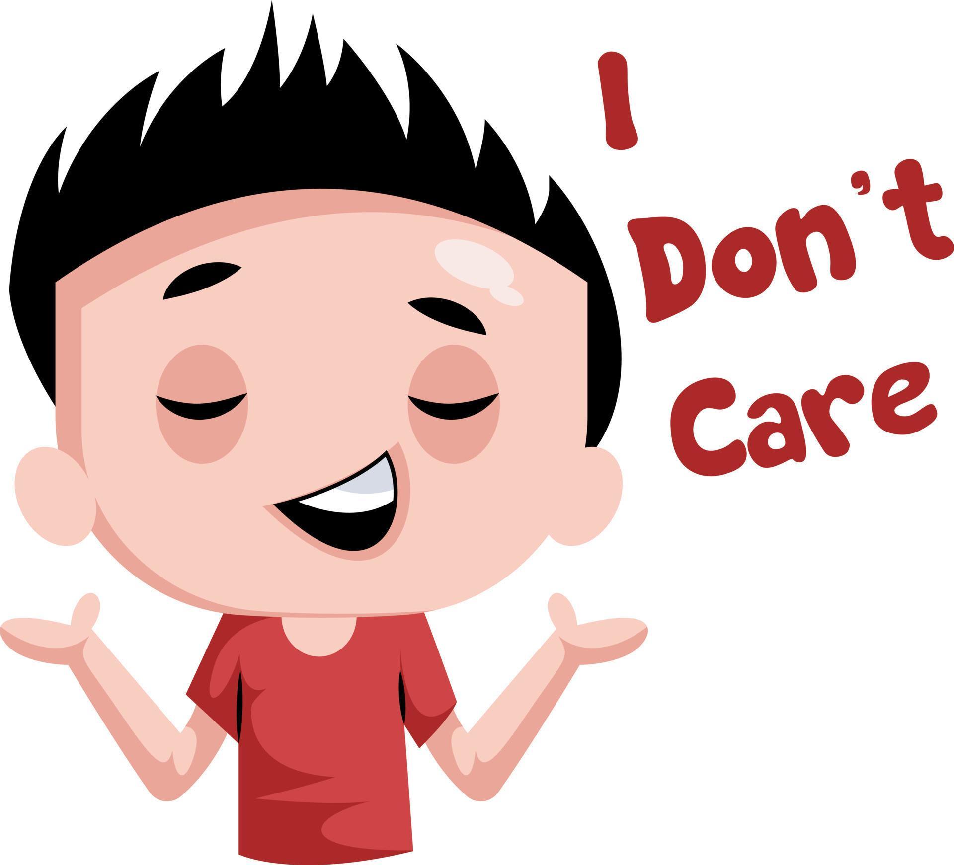White boy saying I don't care vector illustration on a white background