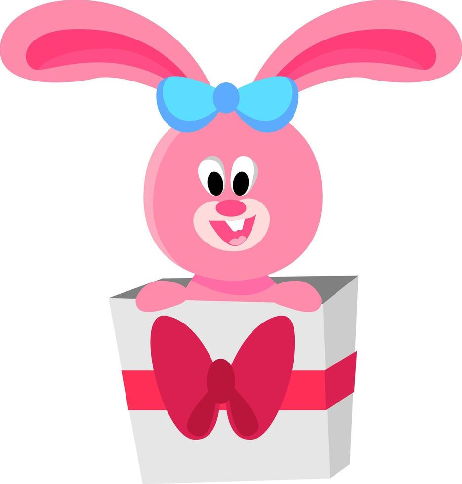Pink bunny, illustration, vector on white background.