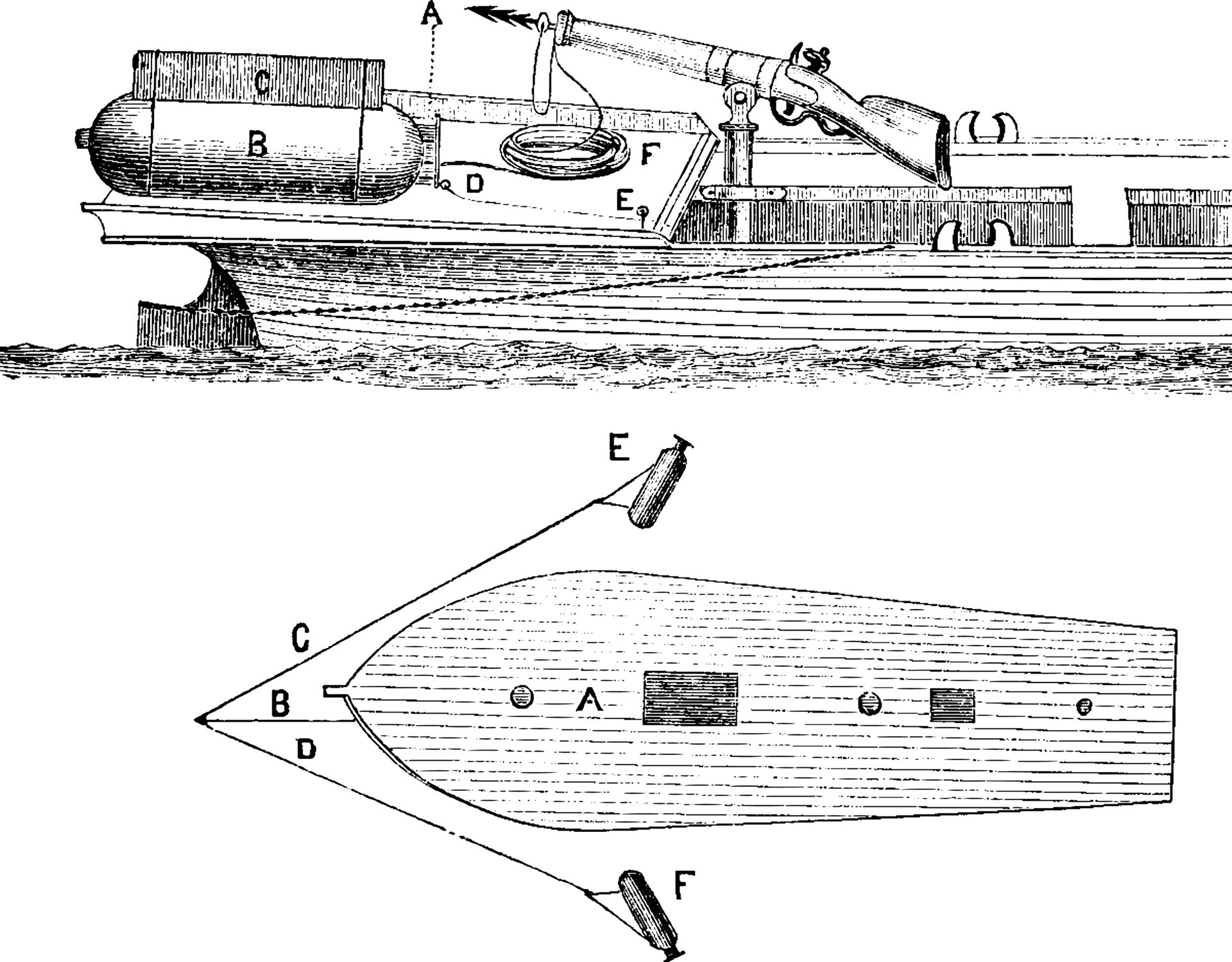 Free: Speed boat drawing, vintage illustration