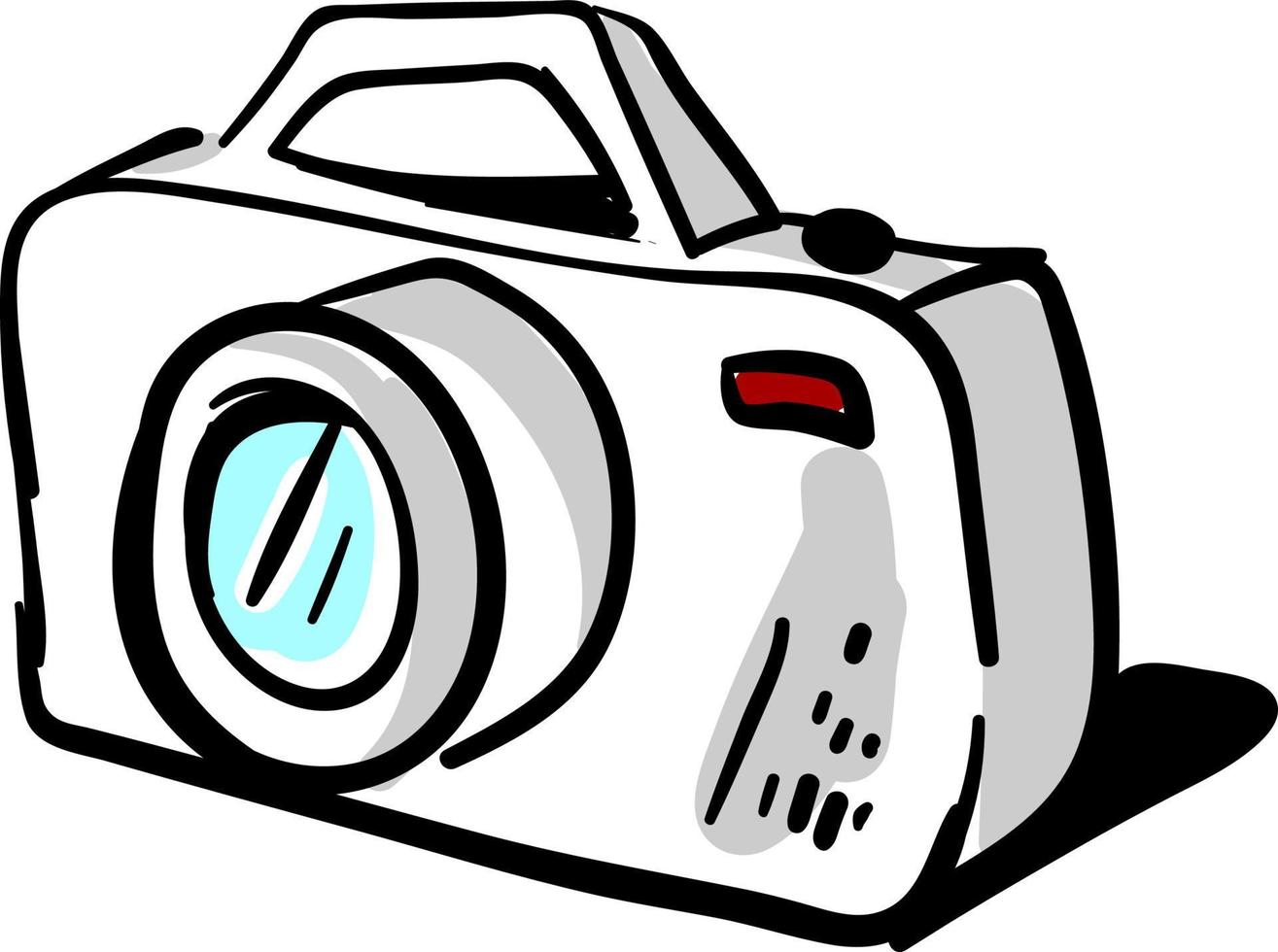 Camera drawing, illustration, vector on white background.