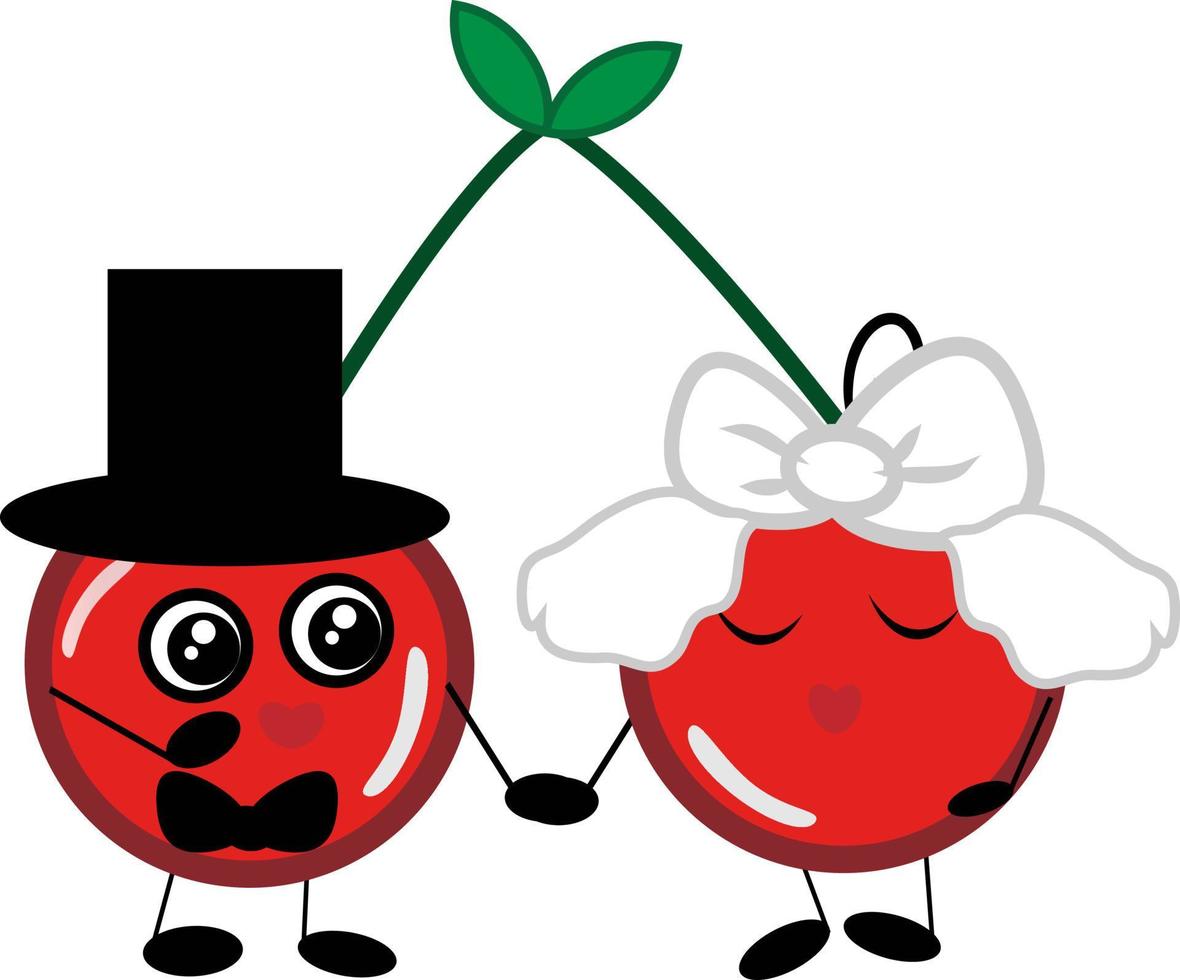 Cherry wedding, illustration, vector on a white background.