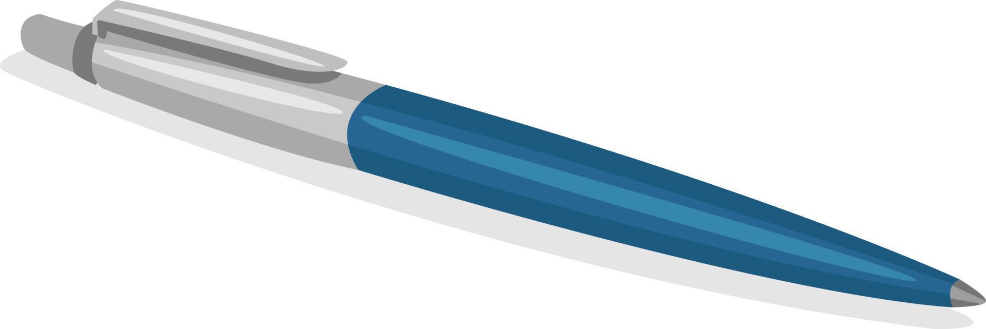 Blue pen, illustration, vector on white background