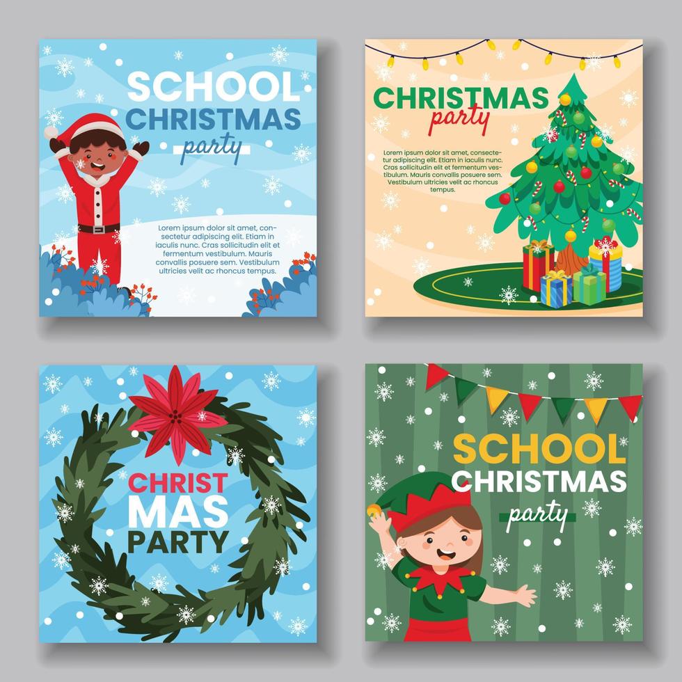 School Christmas Party Social Media vector