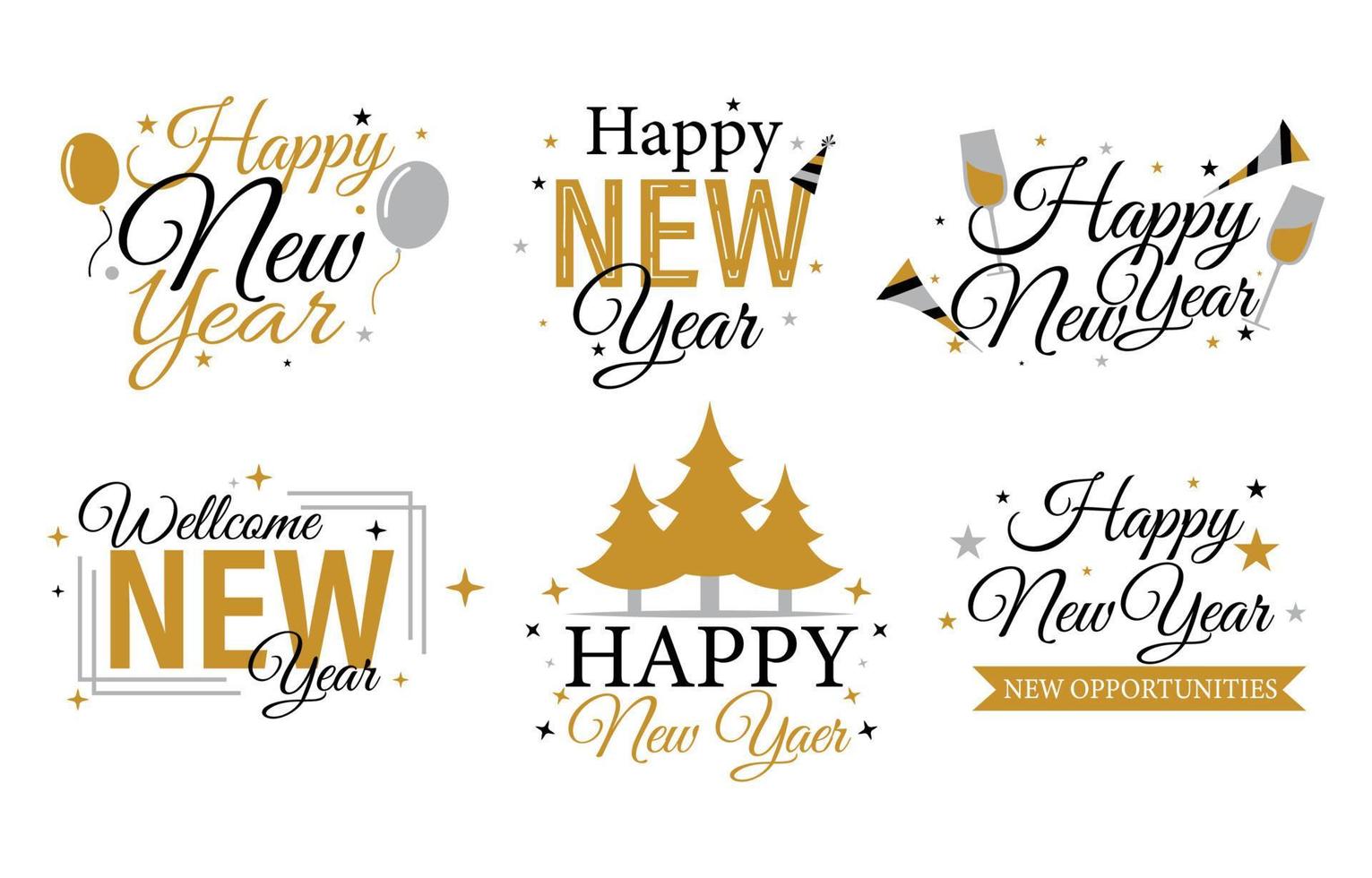 New Year Greeting Sticker Chat Concept vector