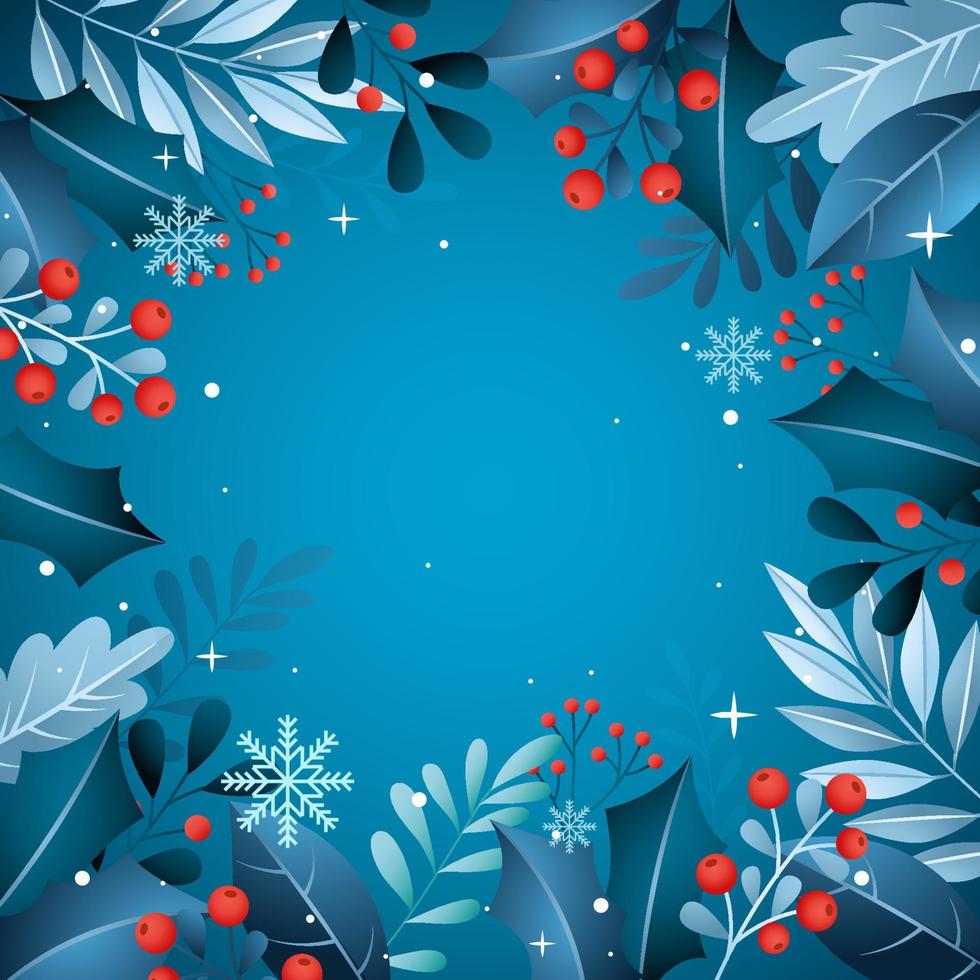 Winter Floral Border Background vector