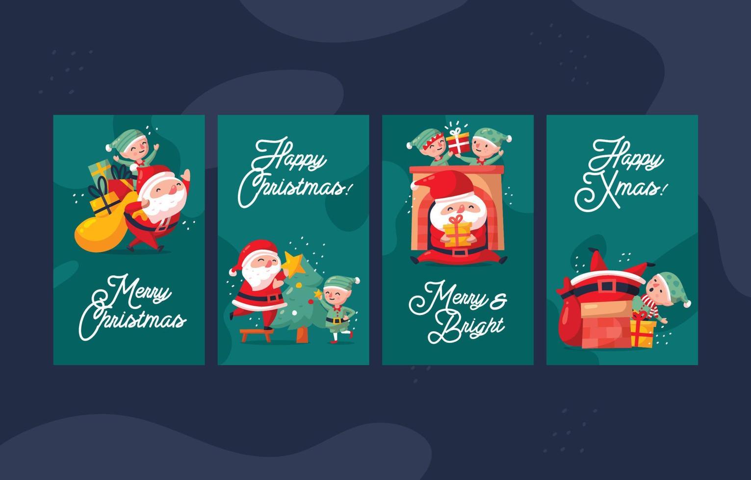 tarjetas de felicitación de santa claus para la celebración de navidad vector