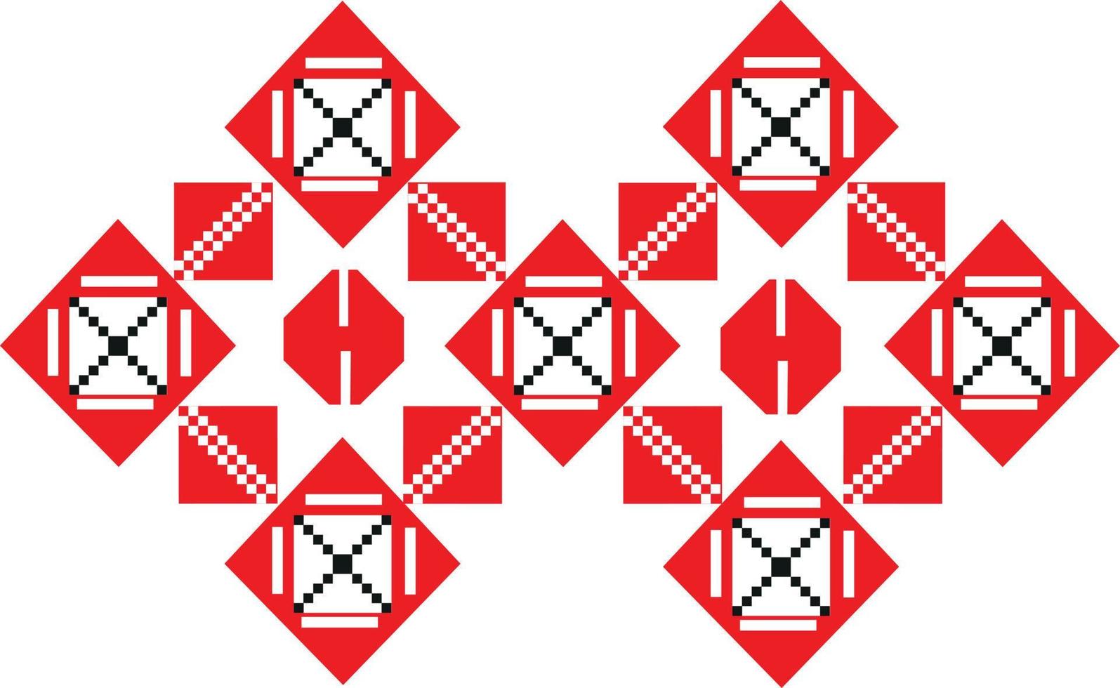 Repeating Ukrainian ornament, ethnic pattern of red and black geometric elements vector